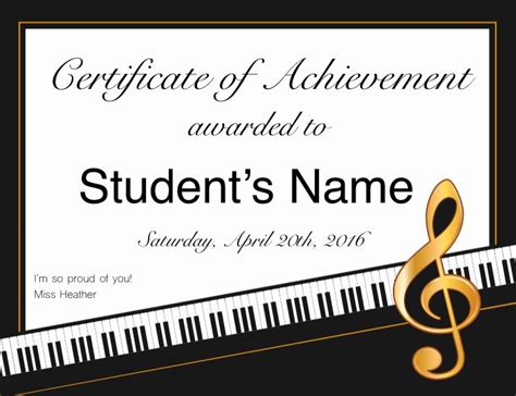 Printable Piano Certificate